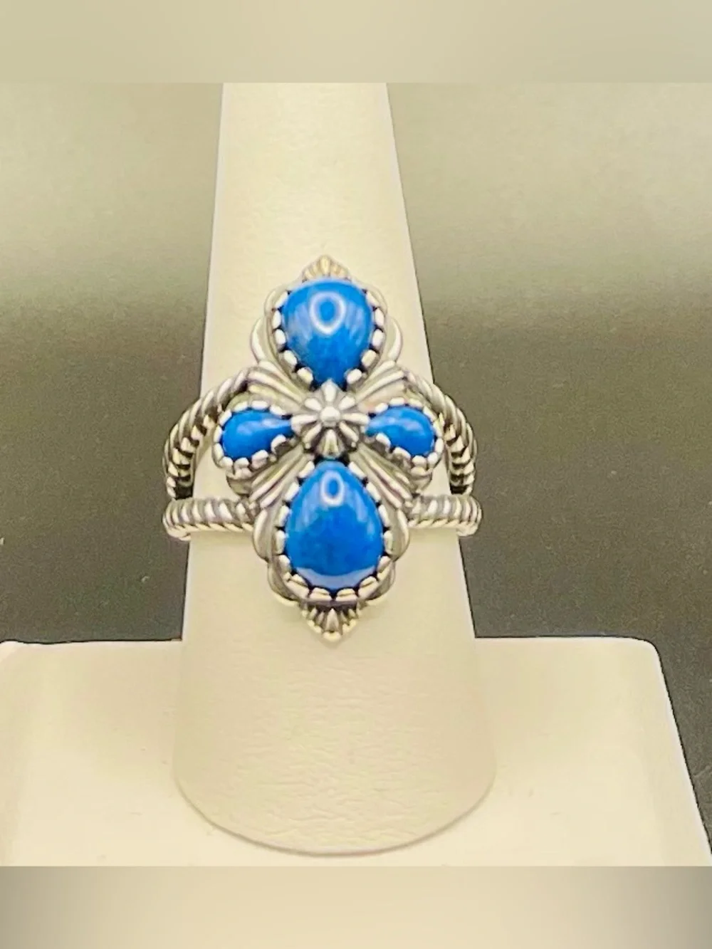 NWOT American West SS  blue lapis ring with/box pouch and care card , size 8